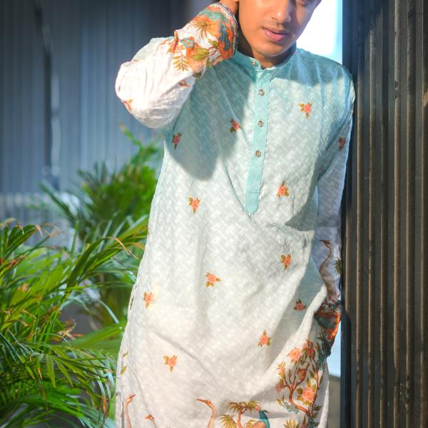 Cotton Printed Ombre Multi-coloured Kurta
