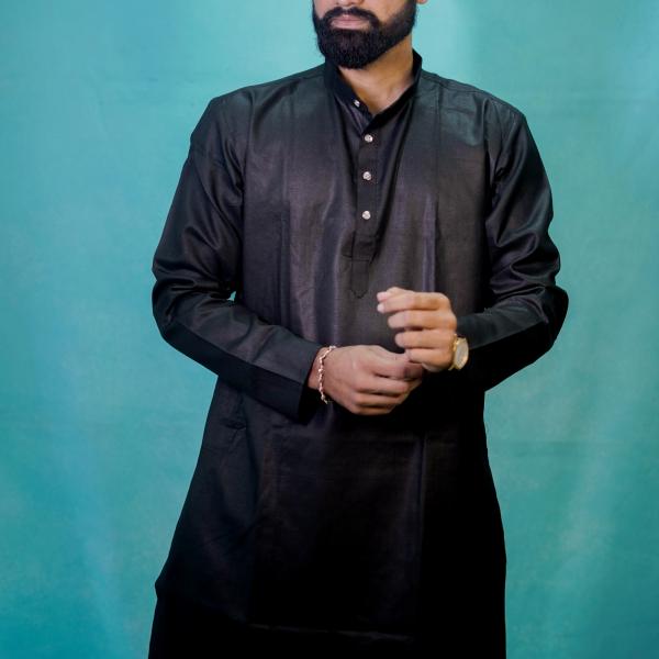 Black Plain Kurta For Men