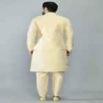 Beige Embroidered Kurta Churidar with Floral Printed Nehru Jacket