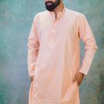 Peach Solid Kurta For Men Online