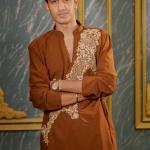 Rust Designer Handwork Kurta For Men