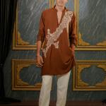Rust Designer Handwork Kurta For Men