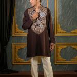 Regal Charm: Plum Elephant Handwork Kurta for Men