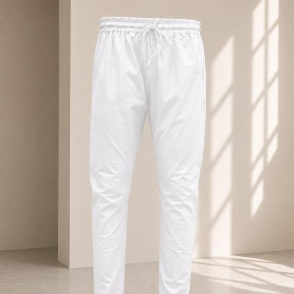 White Plain Ethnic Pants For Men
