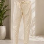 Beige Cotton Pants For Men