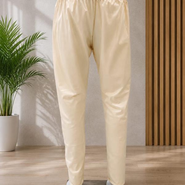 Beige Cotton Pants For Men