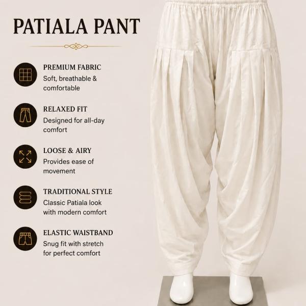 White Patiala Pants For Men